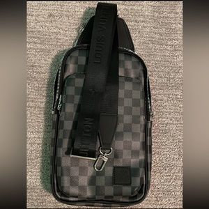 Louis Vuitton Avenue Sling Alps Patches Damier Graphite Black Shoulder Bag